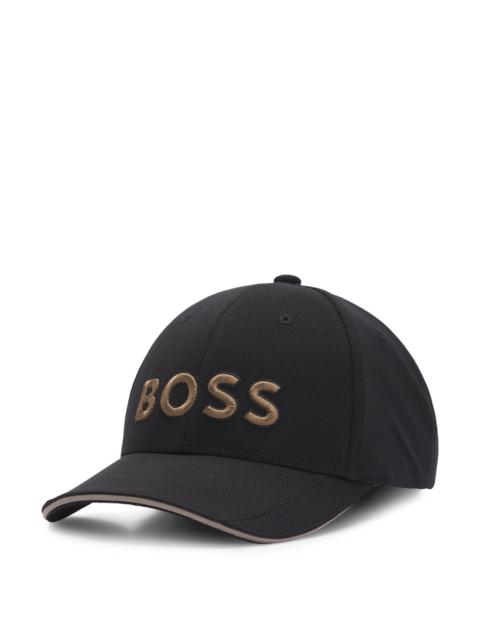 BOSS KNITTED-PIQUÉ SIX-PANEL CAP WITH EMBROIDERED LOGO