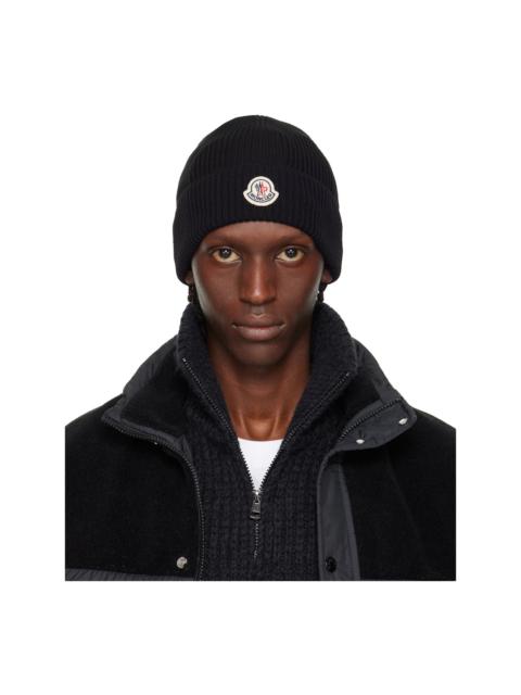 Moncler Black Logo Cotton Beanie