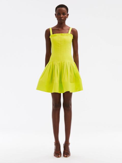 Oscar de la Renta PLEATED COTTON POPLIN MINI DRESS