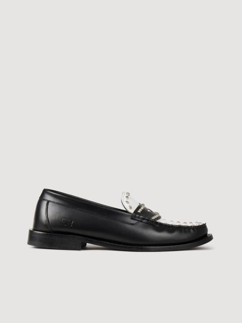 Sandro TWO-TONE STUDDED LOAFERS