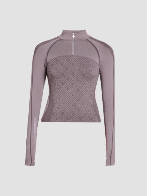 CASABLANCA Women's Seamless Monogram Zip Top - Grey