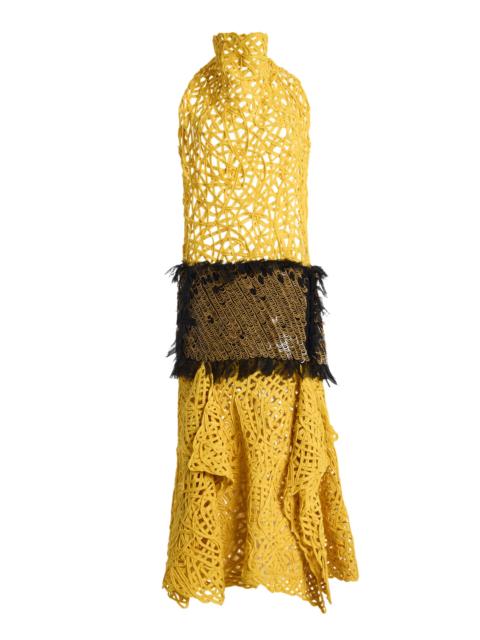 diotima Exclusive Embroidered Midi Halter Dress yellow