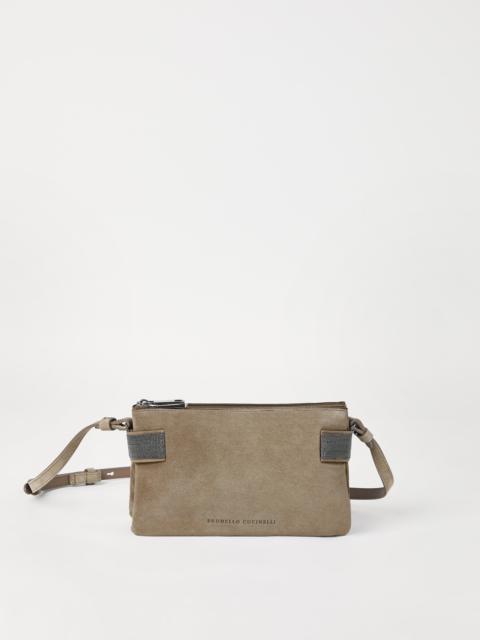 Brunello Cucinelli Essence mini shoulder bag in suede with precious bands