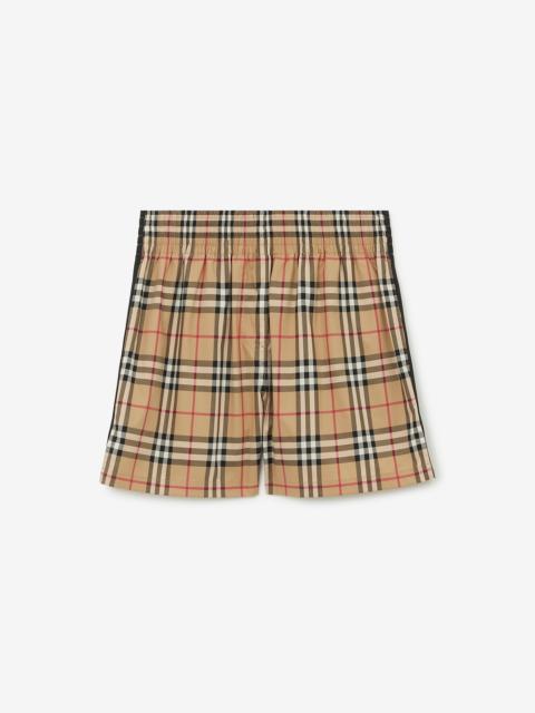 Burberry Side Stripe Vintage Check Stretch Cotton Shorts