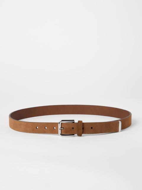 Brunello Cucinelli Reversed leather belt with square buckle and tip