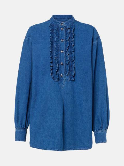 Valentino Ruffled denim blouse
