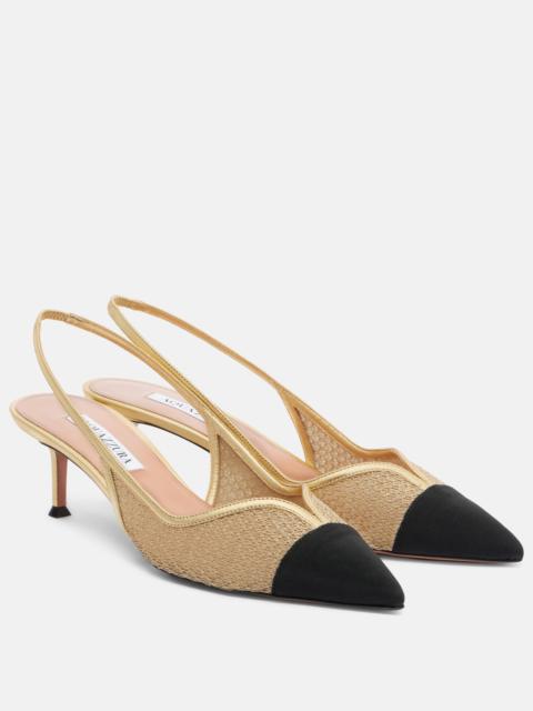 AQUAZZURA Gia 50 mesh slingback pumps