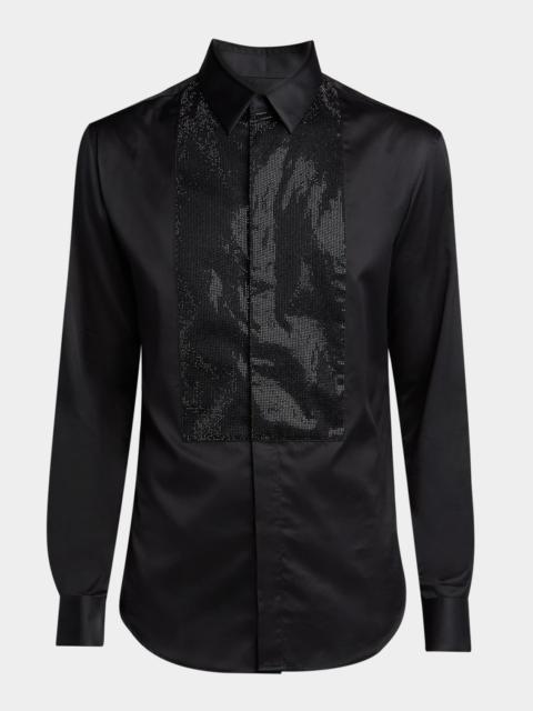 GIORGIO ARMANI Men's Crystal Bib Front Cotton Dress Shirt