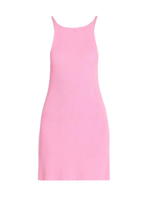 courrèges Women's Logo-Embroidered Rib-Knit Minidress - Party Pink