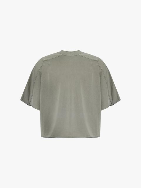 Darted raw-edge organic-cotton T-shirt