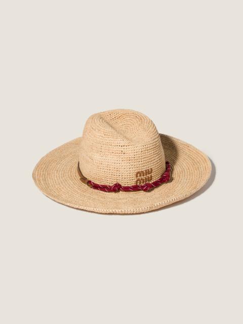 Miu Miu Raffia and leather hat