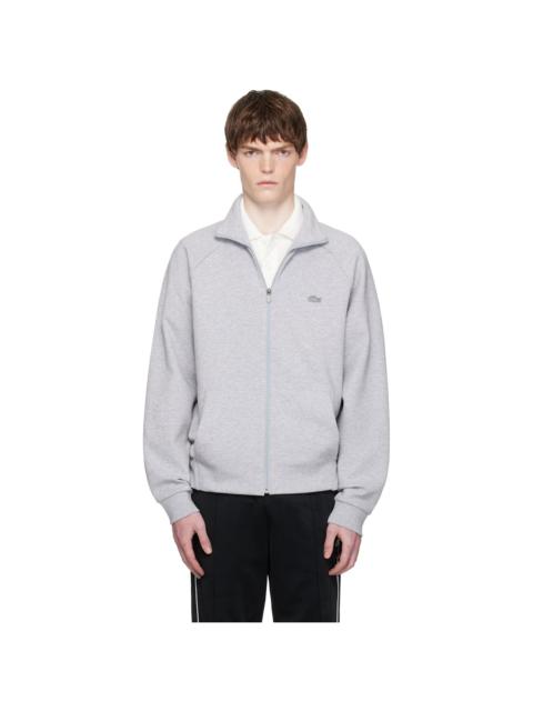 LACOSTE Gray Double Faced Jersey Zip-Up Sweatshirt