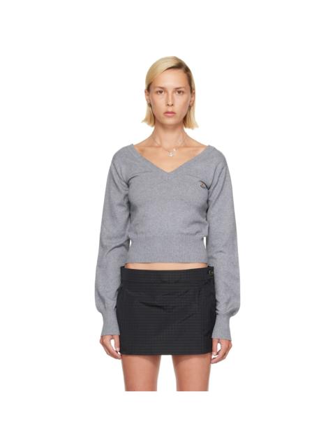 Vivienne Westwood Gray Beatrice V-Neck Sweater