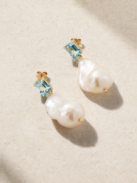 MATEO 14-karat Gold, Topaz And Pearl Earrings