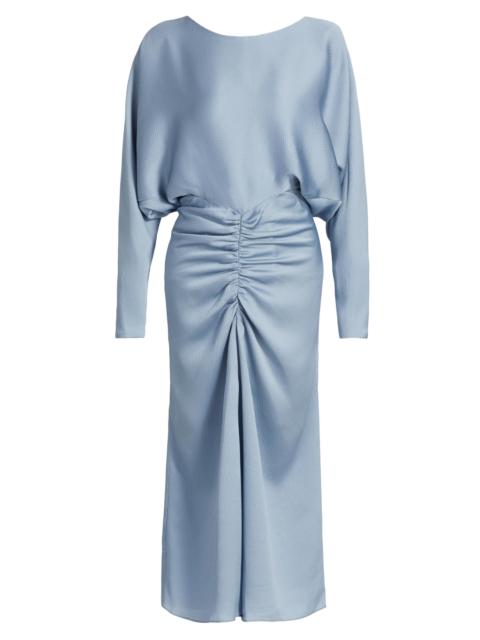 AMSALE Women's Draped Ruched Midi-Dress - Smokey Blue