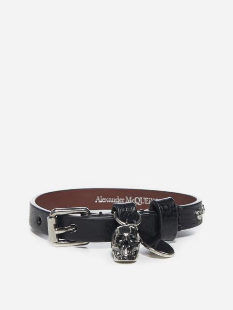 Skull leather bracelet