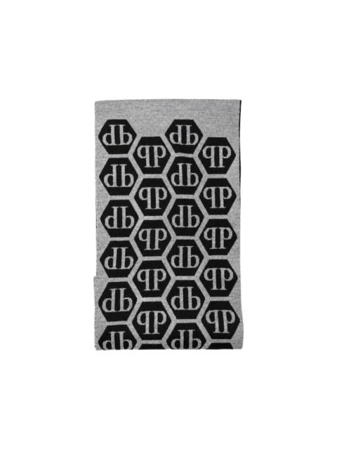 PHILIPP PLEIN logo-intarsia knitted scarf