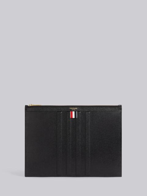 Thom Browne Black Pebble Grain Leather Debossed 4-Bar Medium Document Holder