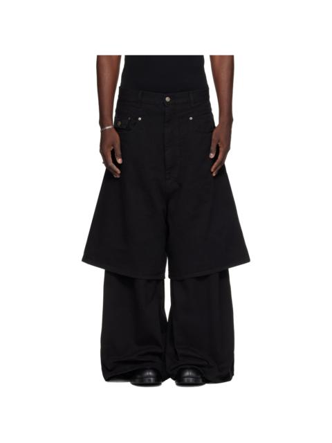 LU'U DAN Black Double-Deck Denim Jeans