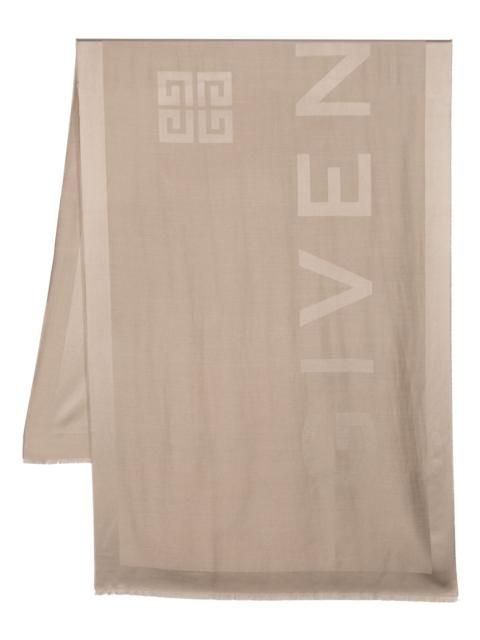 Givenchy Neutral Logo-Jacquard Silk-Wool Scarf