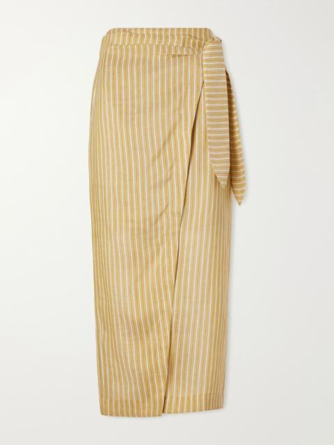 Brunello Cucinelli Linen and silk-blend midi skirt Mustard