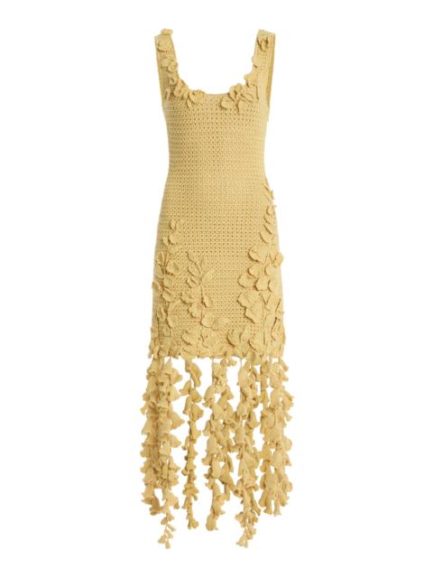 Oscar de la Renta Crochet Cotton Midi Dress yellow