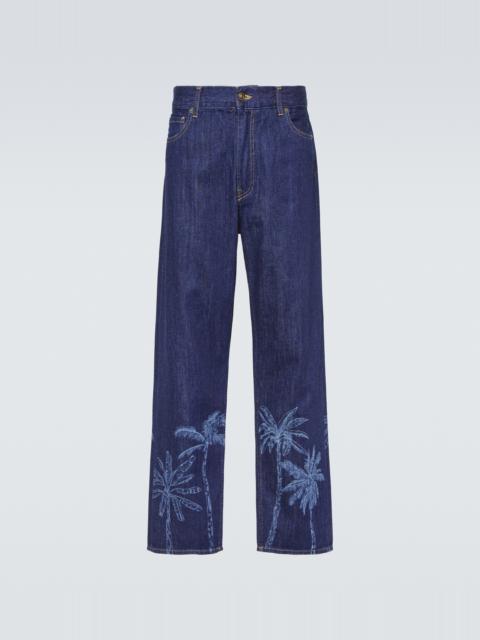 Alanui Jungle printed denim pants