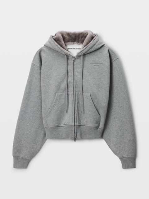 Alexander Wang FAUX FUR HOOD ZIP-UP HOODIE