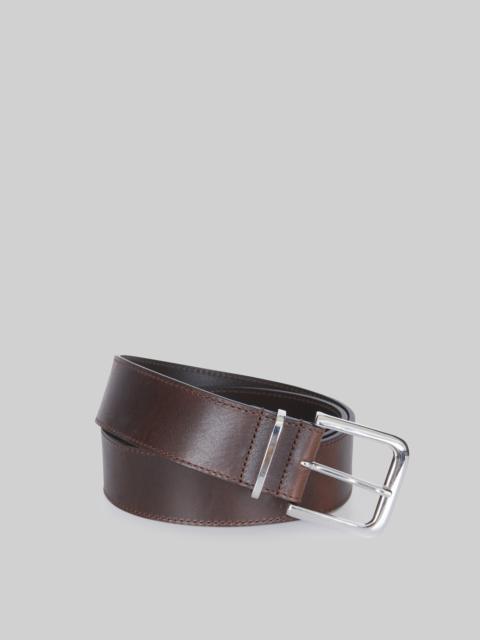 The Frankie Shop Sarno Leather Belt - Brown/Silver