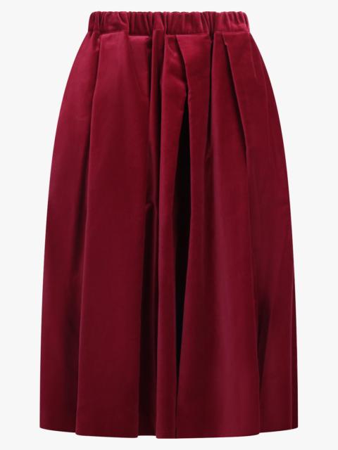 Comme Des Garçons ELASTIC WAIST VELVET PLEAT MIDI SKIRT | BURGUNDY