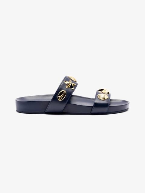 Larroudé Madison Slide In Navy Leather