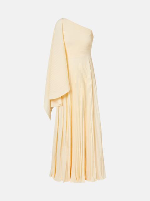 SOLACE LONDON Maci pleated one-shoulder gown