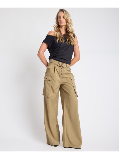 ONE TEASPOON Elemental High Waist Tencel Cargo Pants - Khaki