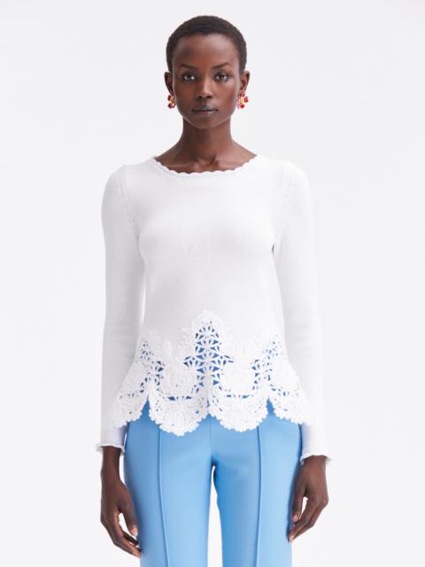 Oscar de la Renta BIRDSNEST SCALLOPED PULLOVER