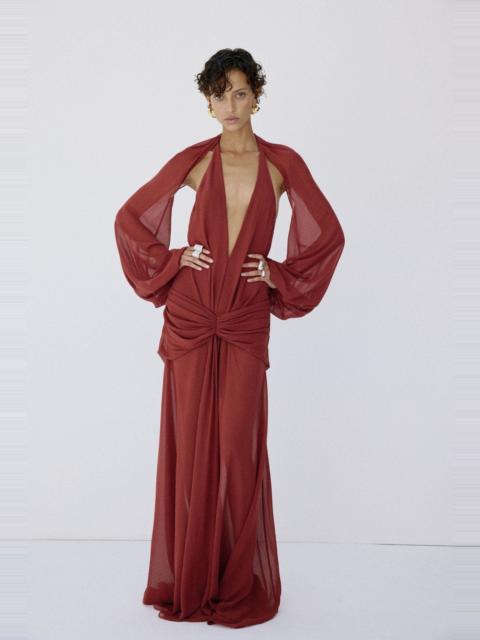 De La Vali FIORELA MAXI DRESS IN BURNT RED CHIFFON