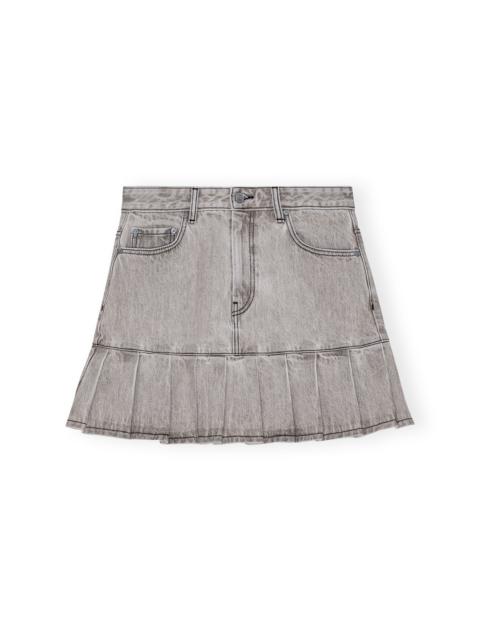 GREY FUTURE DENIM PLEATED MINI SKIRT
