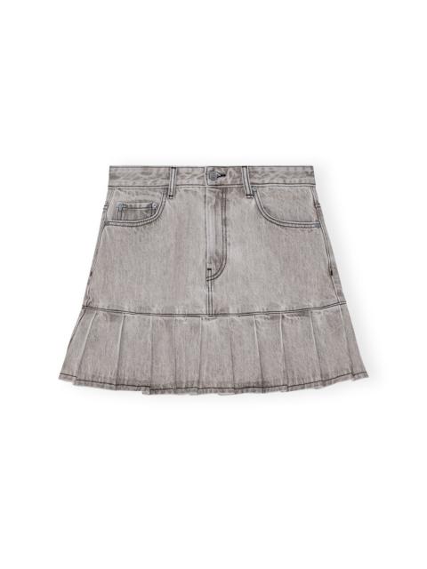 GREY FUTURE DENIM PLEATED MINI SKIRT