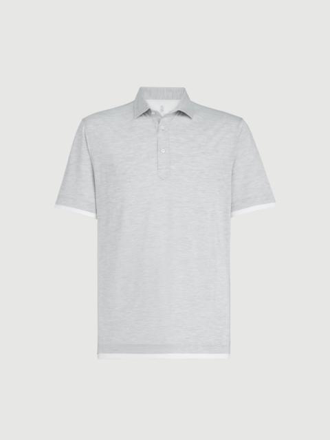 Brunello Cucinelli Silk and cotton jersey shirt-style collar polo with faux-layering