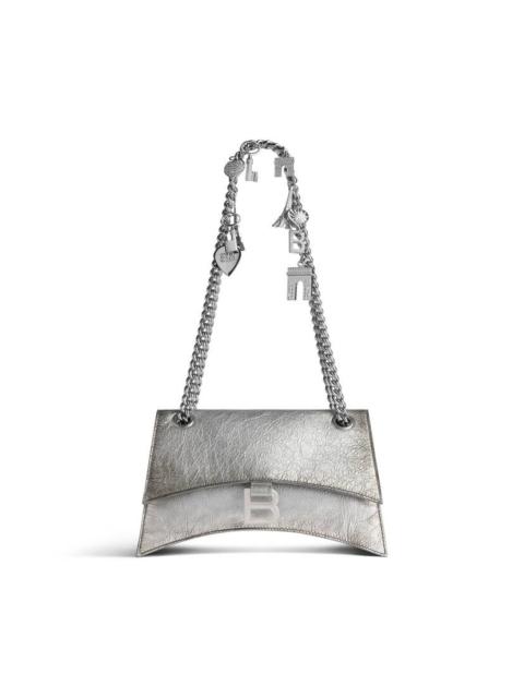 Women's Crush Small Chain Bag Dirty Effect With Souvenirs And Rhinestones in Silver
