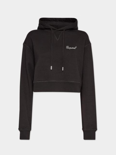 DSQUARED2 LOGOED CROPPED HOODIE SWEATSHIRT