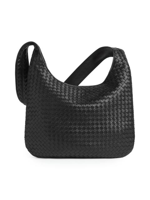 Bottega Veneta Men's Large Intrecciato Leather Crossbody Bag - Black Silver