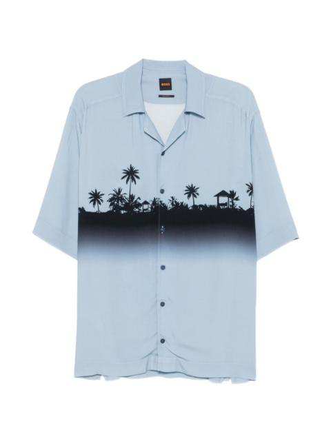 BOSS palm-tree print ombré shirt