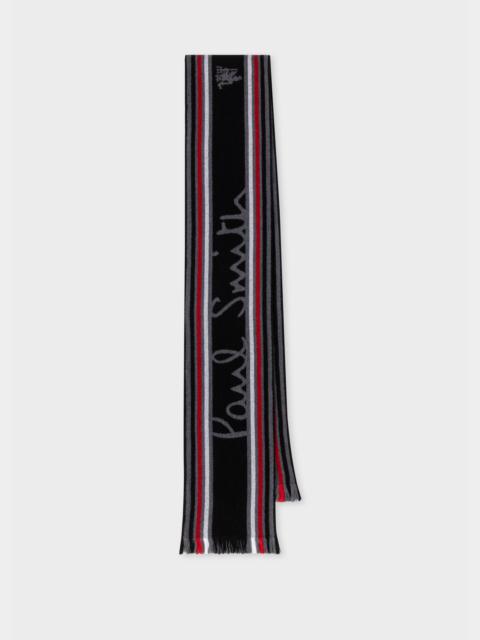 Paul Smith Paul Smith & Manchester United - Stripe Logo Wool Scarf