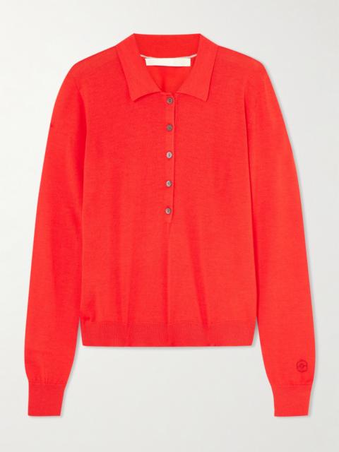 RÙADH Dea Embroidered Merino Wool Polo Sweater