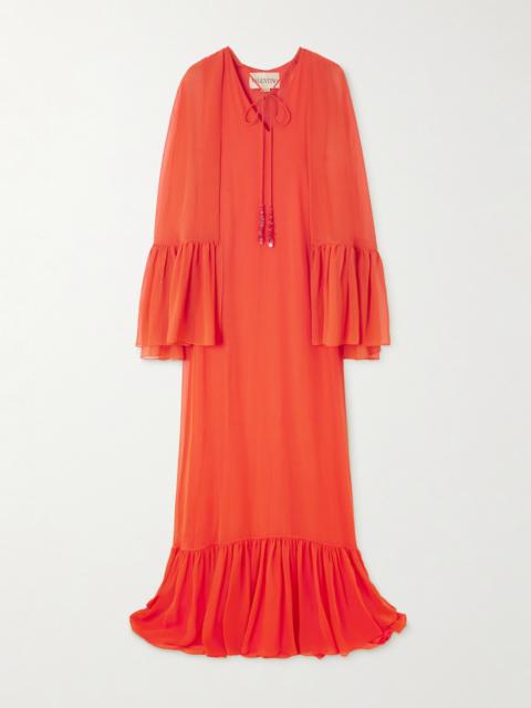 Valentino Cape-effect Ruffled Silk-georgette Gown
