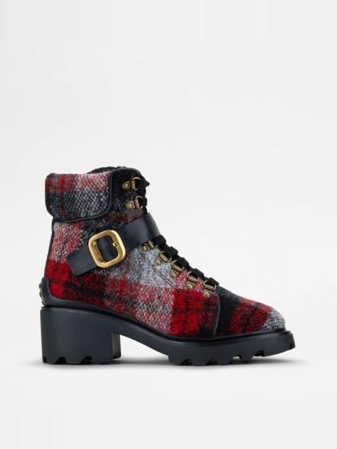 Tod's ANKLE BOOTS IN FABRIC - GREY, RED, BLACK