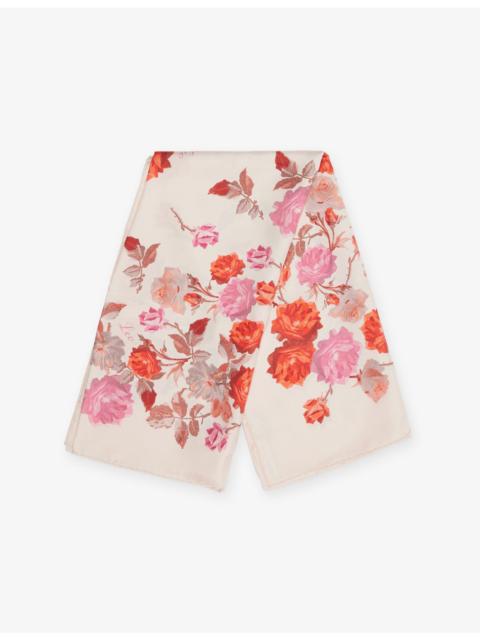 FRAME The Lucky Floral-Print Silk Scarf