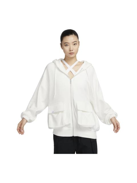Nike (WMNS) Nike Sportswear Oversized Full-Zip French Terry Hoodie Asia Sizing 'Sail Light Orewood Brown'