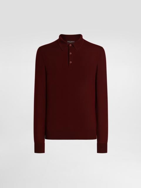 Fine-gauge wool polo shirt