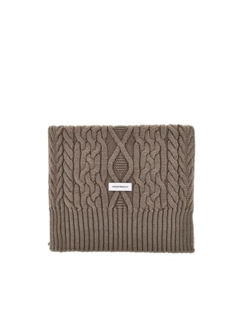 EMPORIO ARMANI cable-knit snood scarf